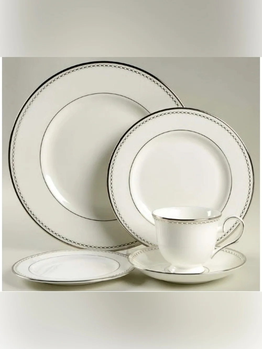 Lenox Pearl Platinum 5-Piece Place Setting Bone China, NWT